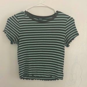 Wild fable, green and teal, striped, S, crop top
